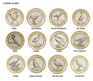 Монеты Турции с птицами