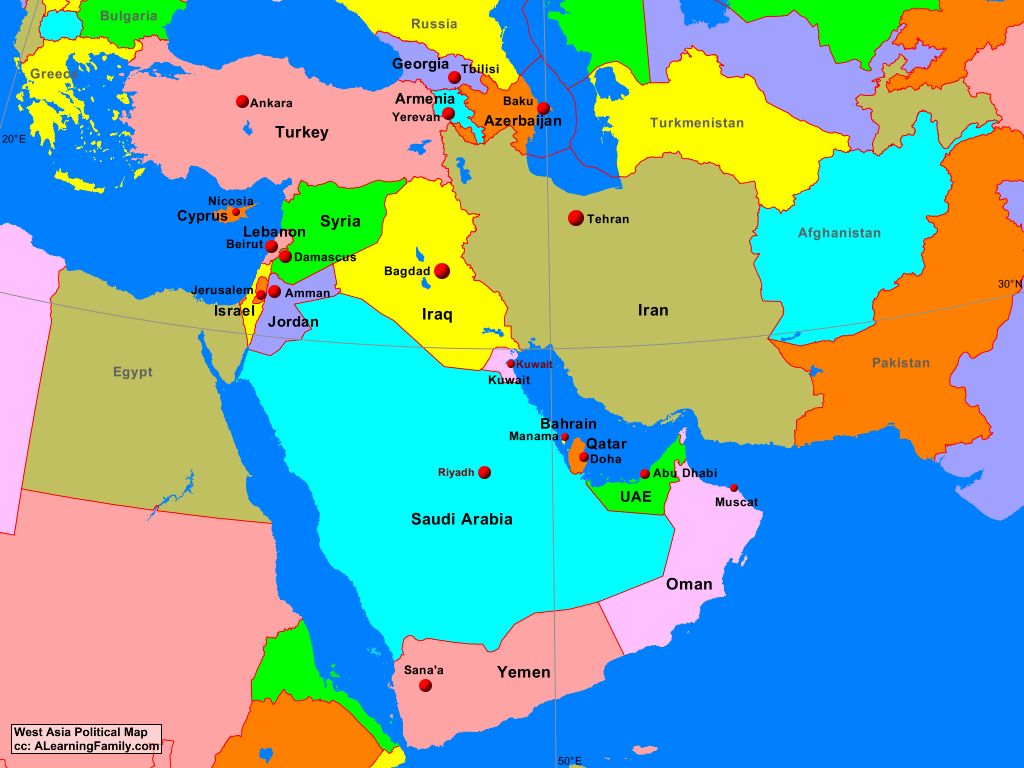 Карта Азии Турции
